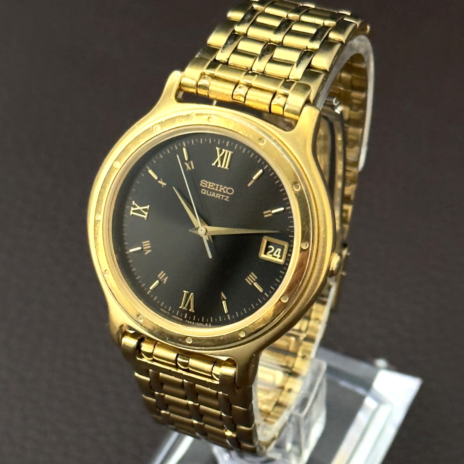 Vintage Seiko Quartz Mens Watch 7N42-7048 Date Seller Refurbished