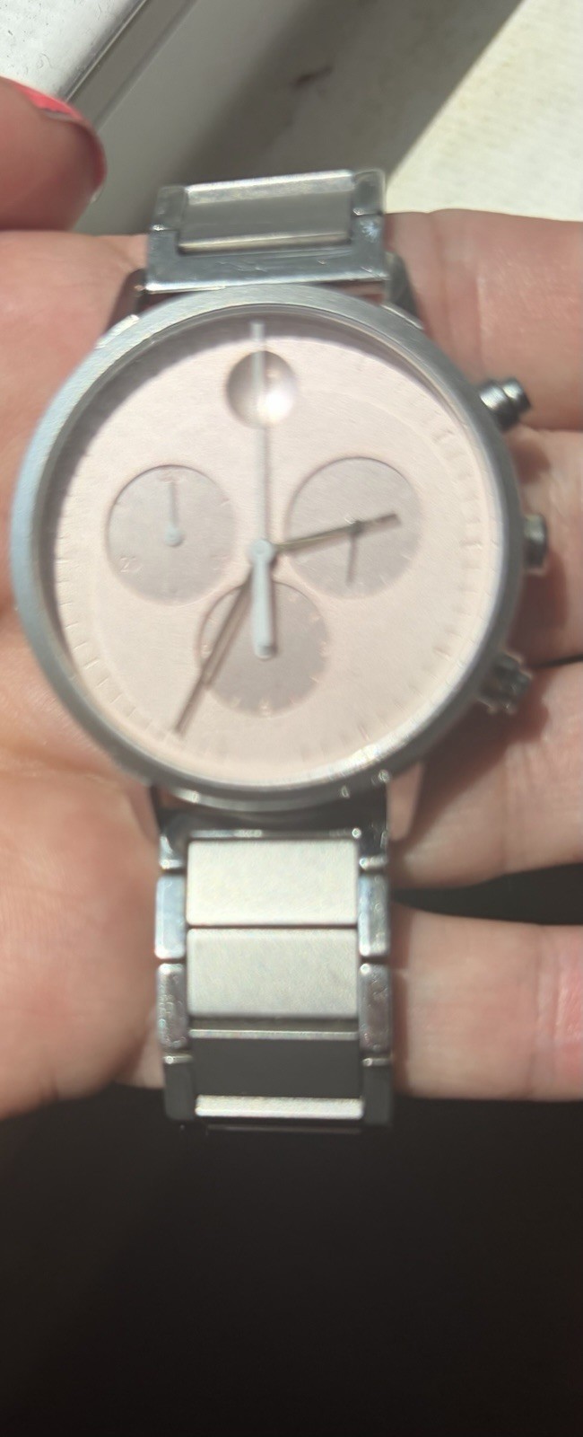 Movado Face Swiss Quartz Silver Stainless Steel Bracelet Watch 28mm Box