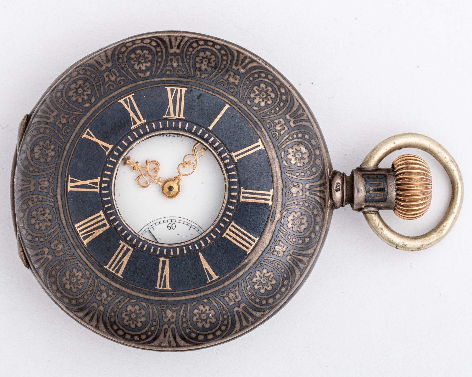 Antique Longines Demi-Hunter Pocket Watch w/Silver Niello Case out of Estate!