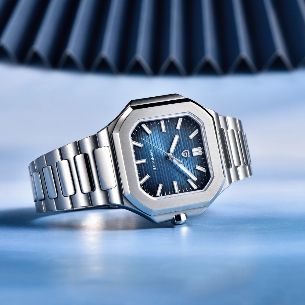 Men’s Quartz Square Watch Japan VH31 Movement Sapphire Glass Waterproof Luminous