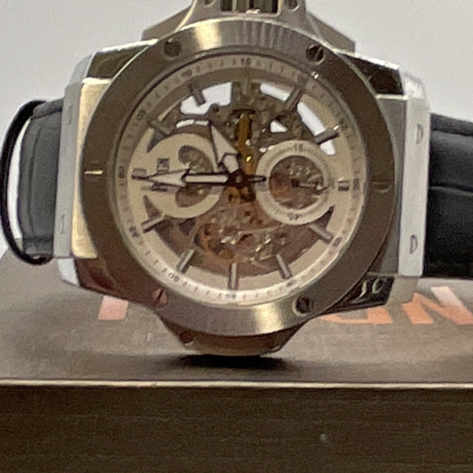 Reign Men’s Automatic Skeleton Dial Silver Tone Black leather Strap