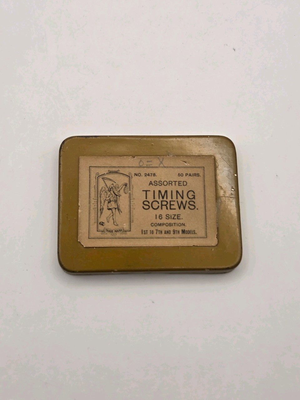 Vintage Elgin Timing Screw Assortment Tin, Father Time Logo, No 2478, 16 Size