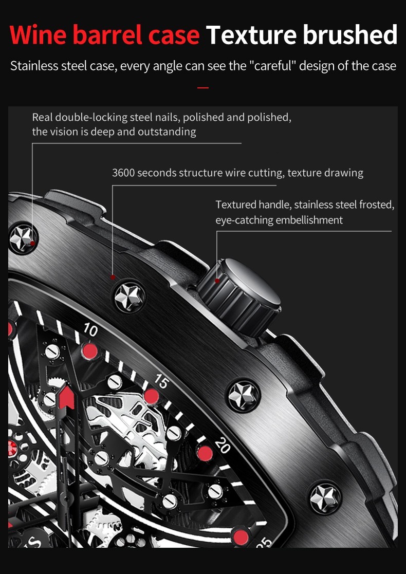 OLEVS 3602 Luminous Barrel-shaped Semi-hollow Japan Movement Quartz Wristwatch