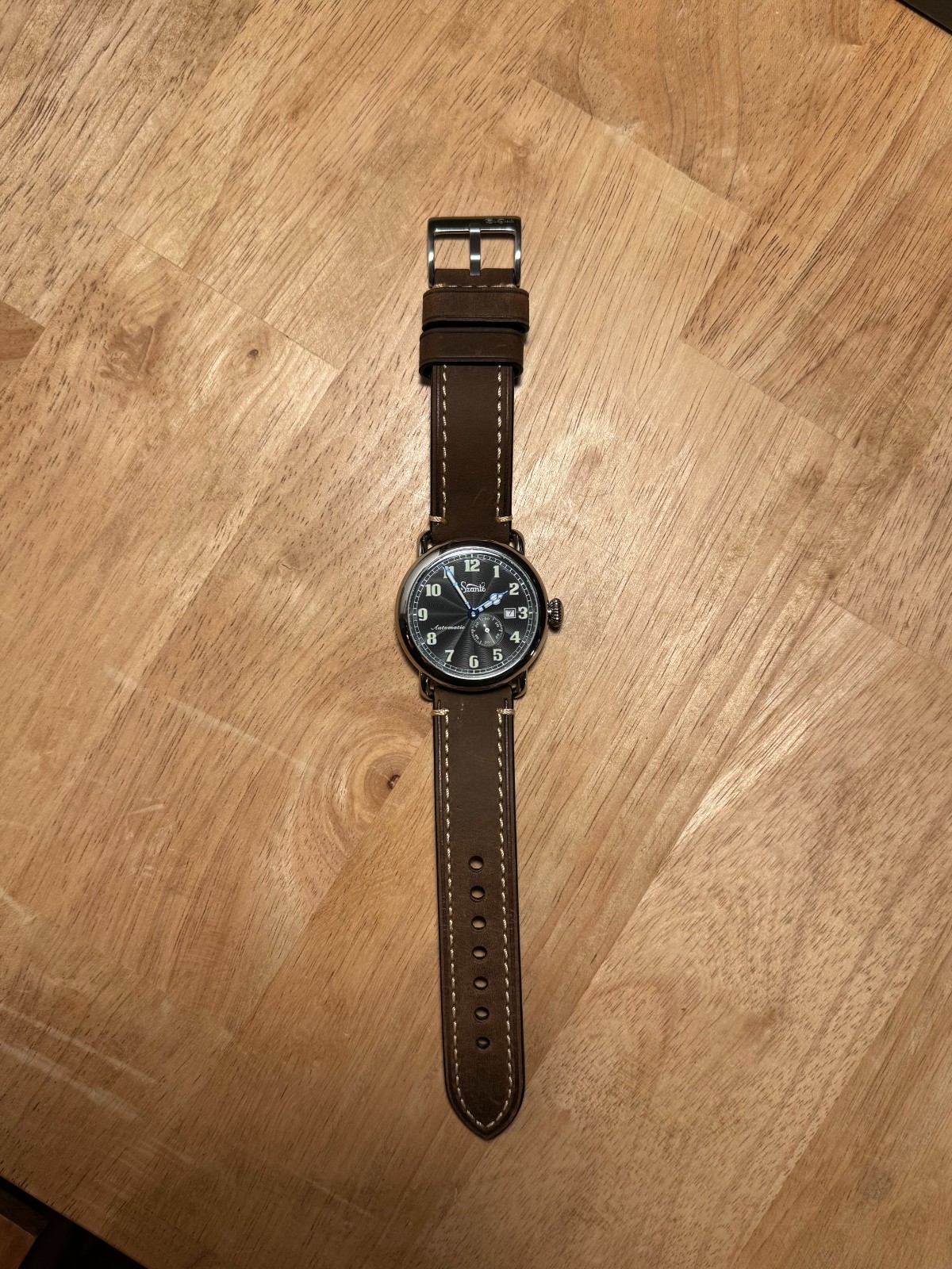 Szanto Officer Auto Watch (On Brown Leather Strap)