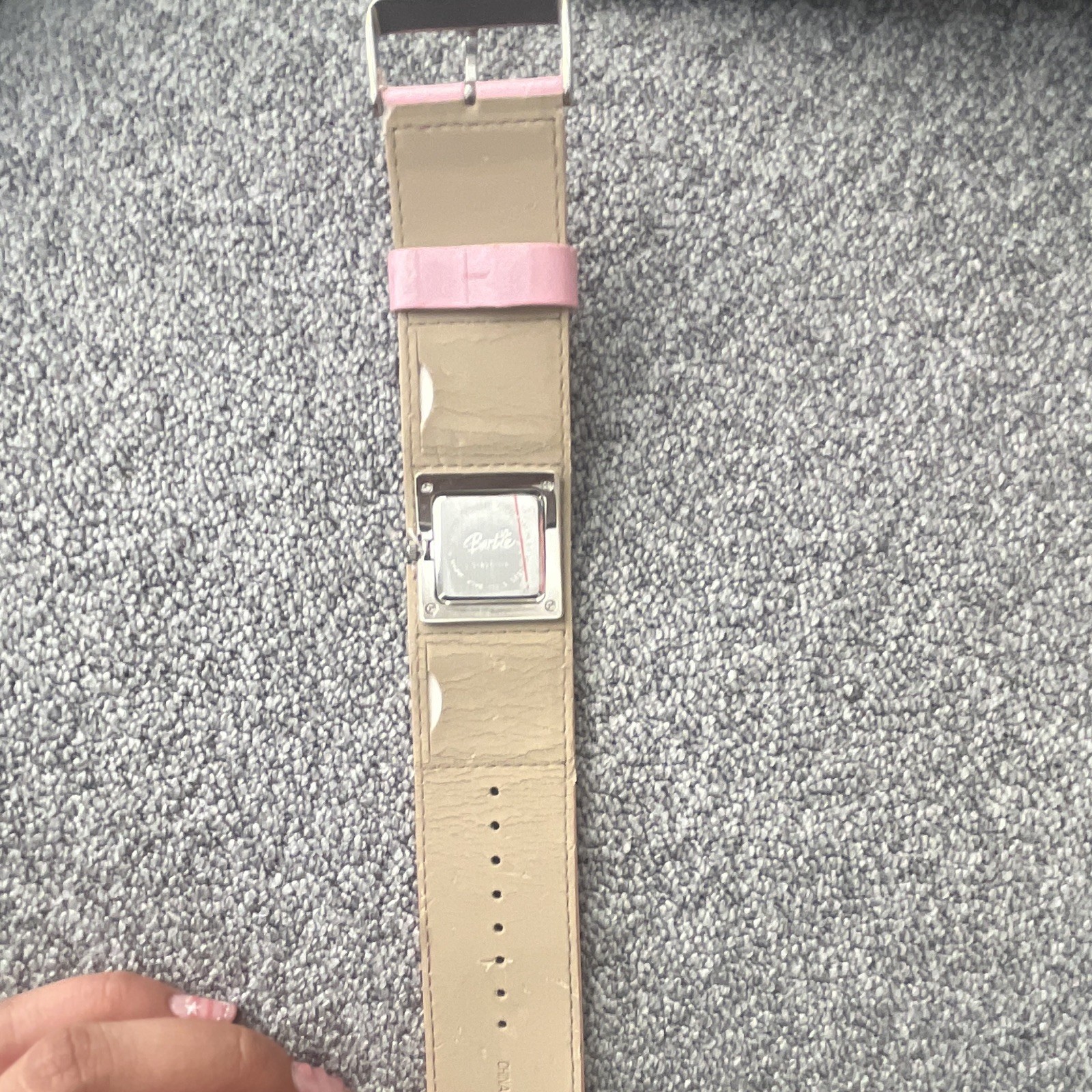Barbie Girls Quartz Wristwatch Square Case Pink Dial Pink Leather Strap