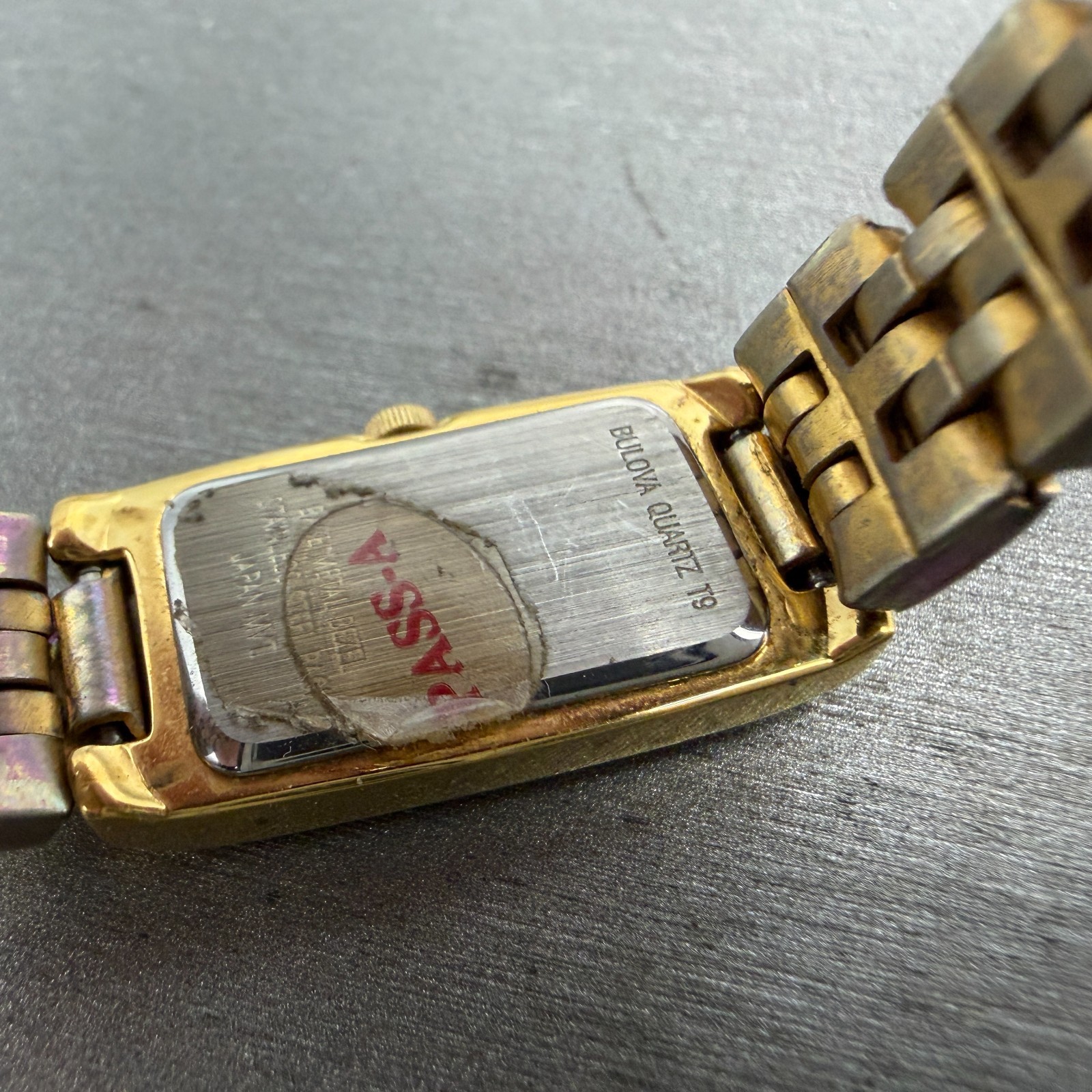 Bulova Tank Watch Women 14mm White Dial Gold Tone Rectangle 97S29 New Battery
