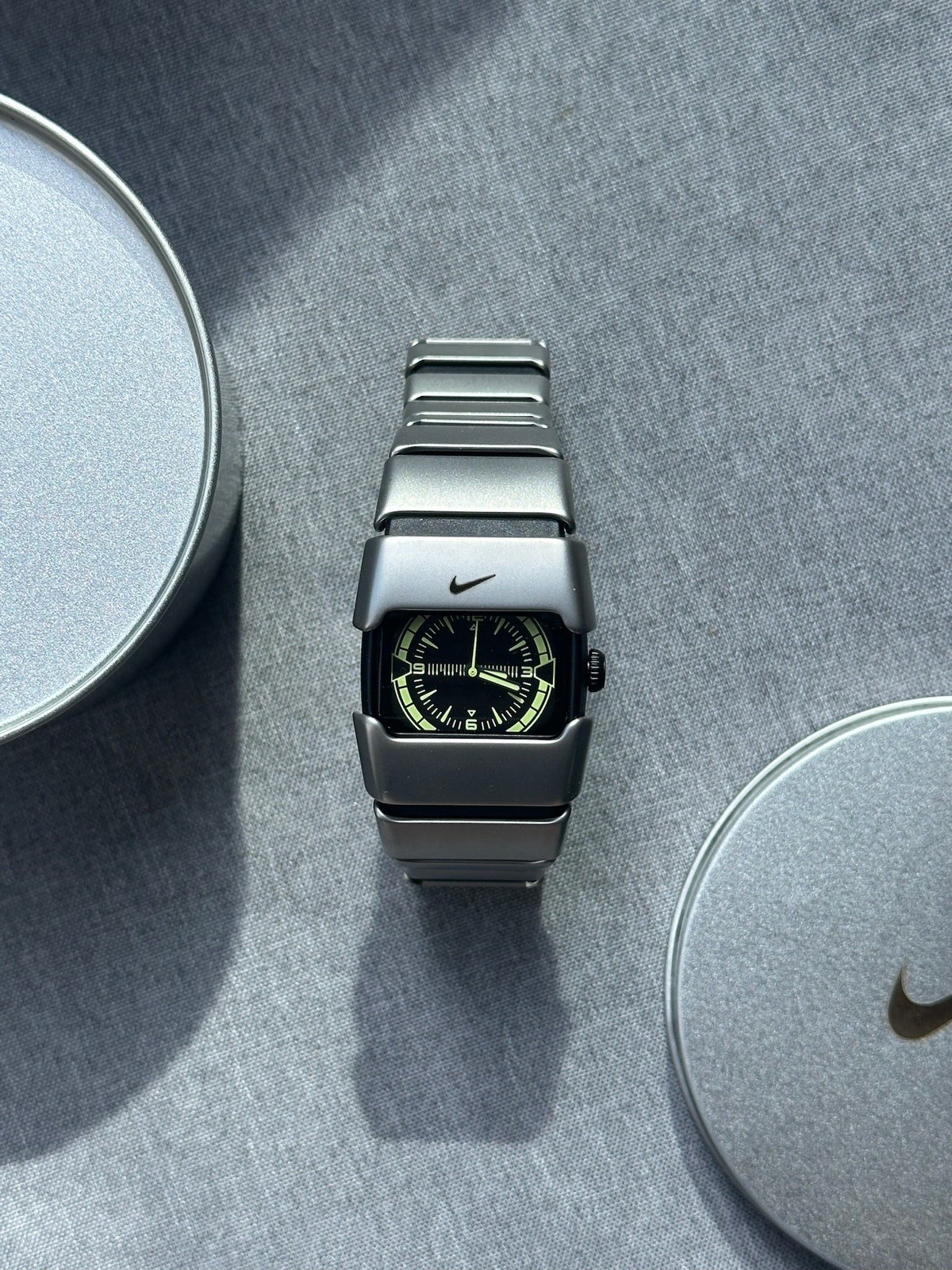 Nike D-Line Satin Silver Analogue Watch with Light Yellow Dial