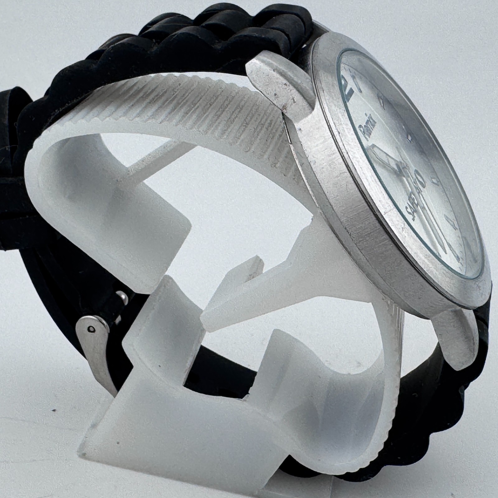 Remix for SAFEWAY Logo Quartz Watch Men 30m Silver Rubber Analog New Battery