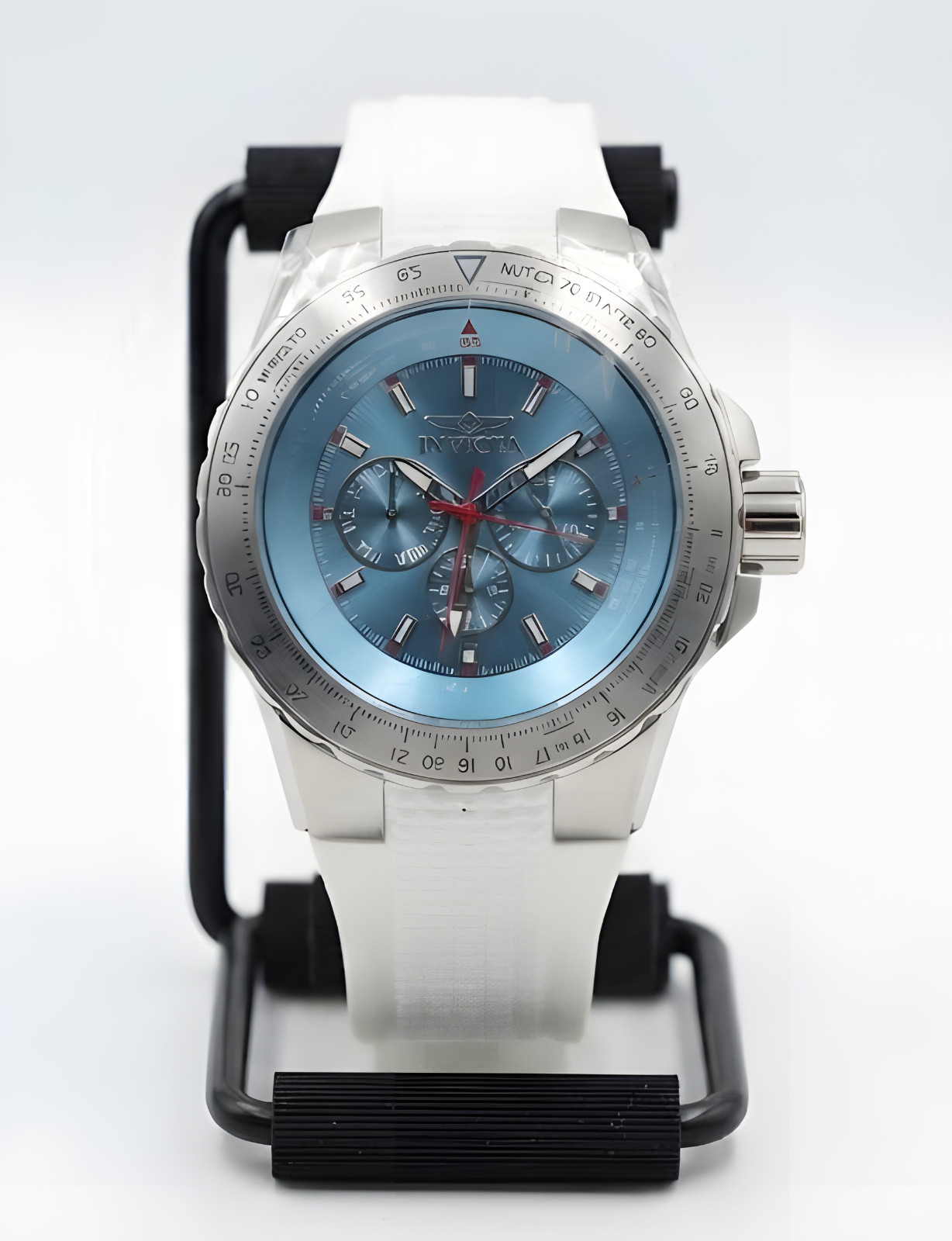 Invicta Aviator Skyshock 50960 Blue Dial Stainless Steel Silicone Watch New