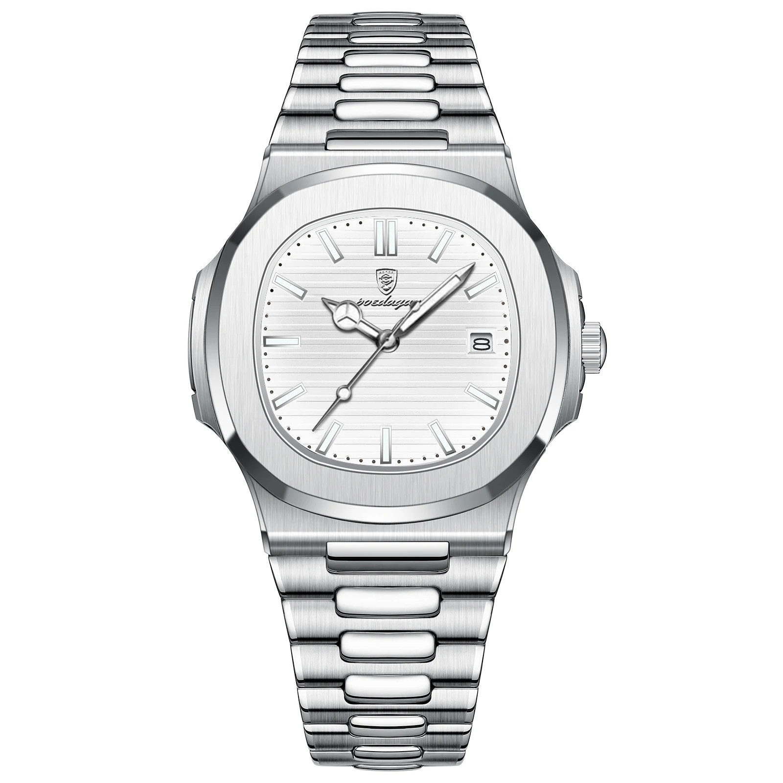 Square luxury men’s wristwatch, waterproof.