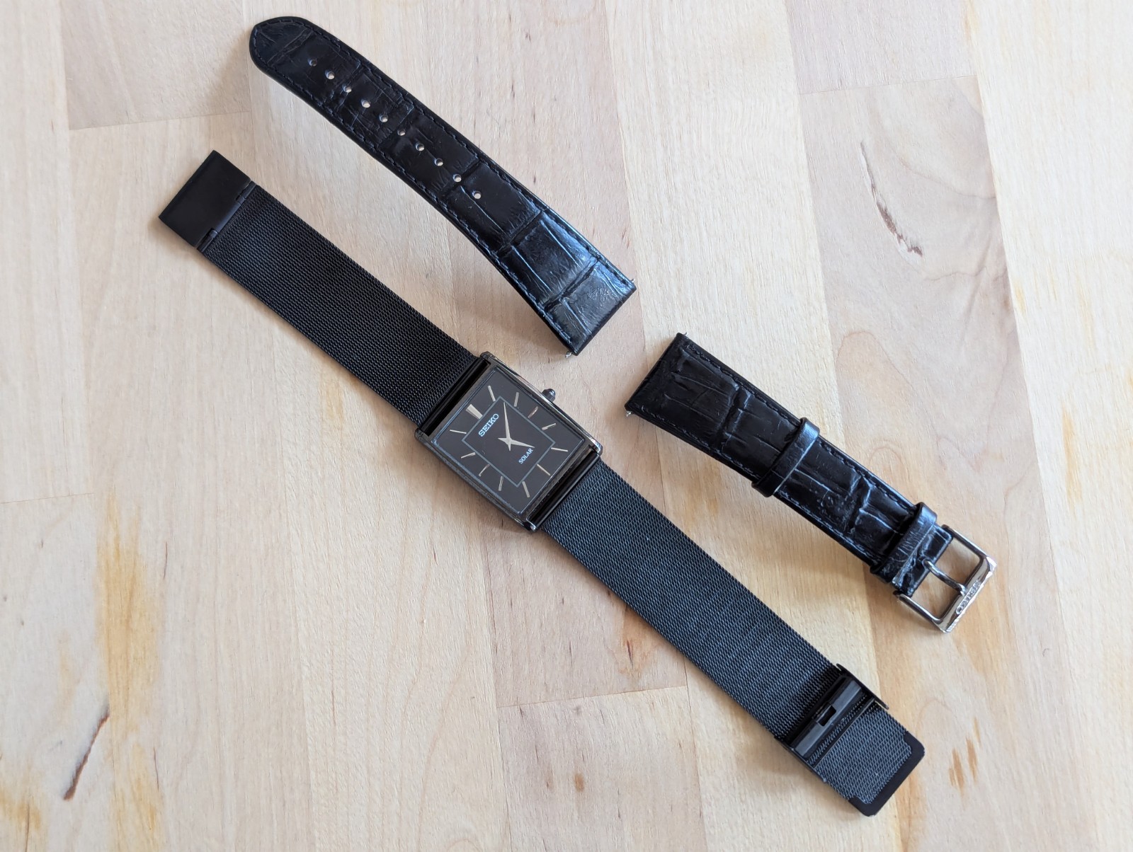 Seiko SUP881 Tank Style Quartz Solar Watch