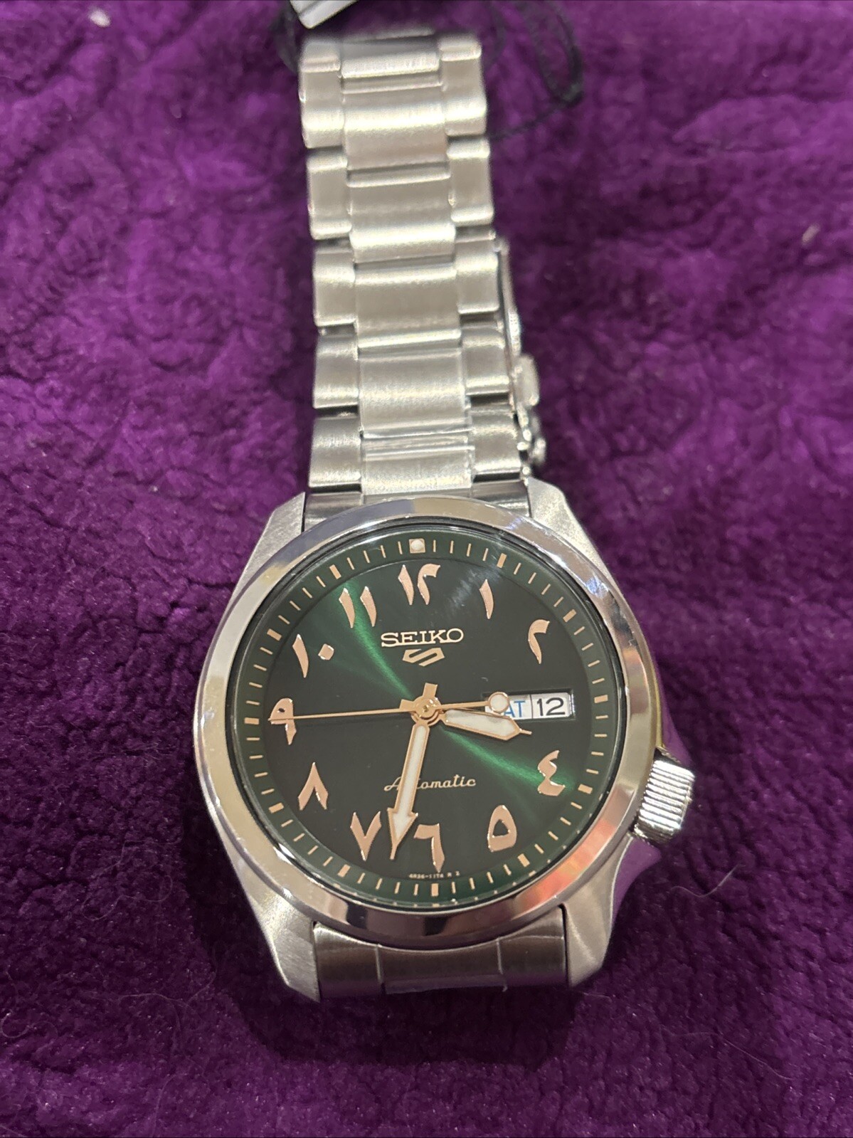 S 5 Sports Arabic Green Dial Stainless Steel Men’s Watch SRPH49K1