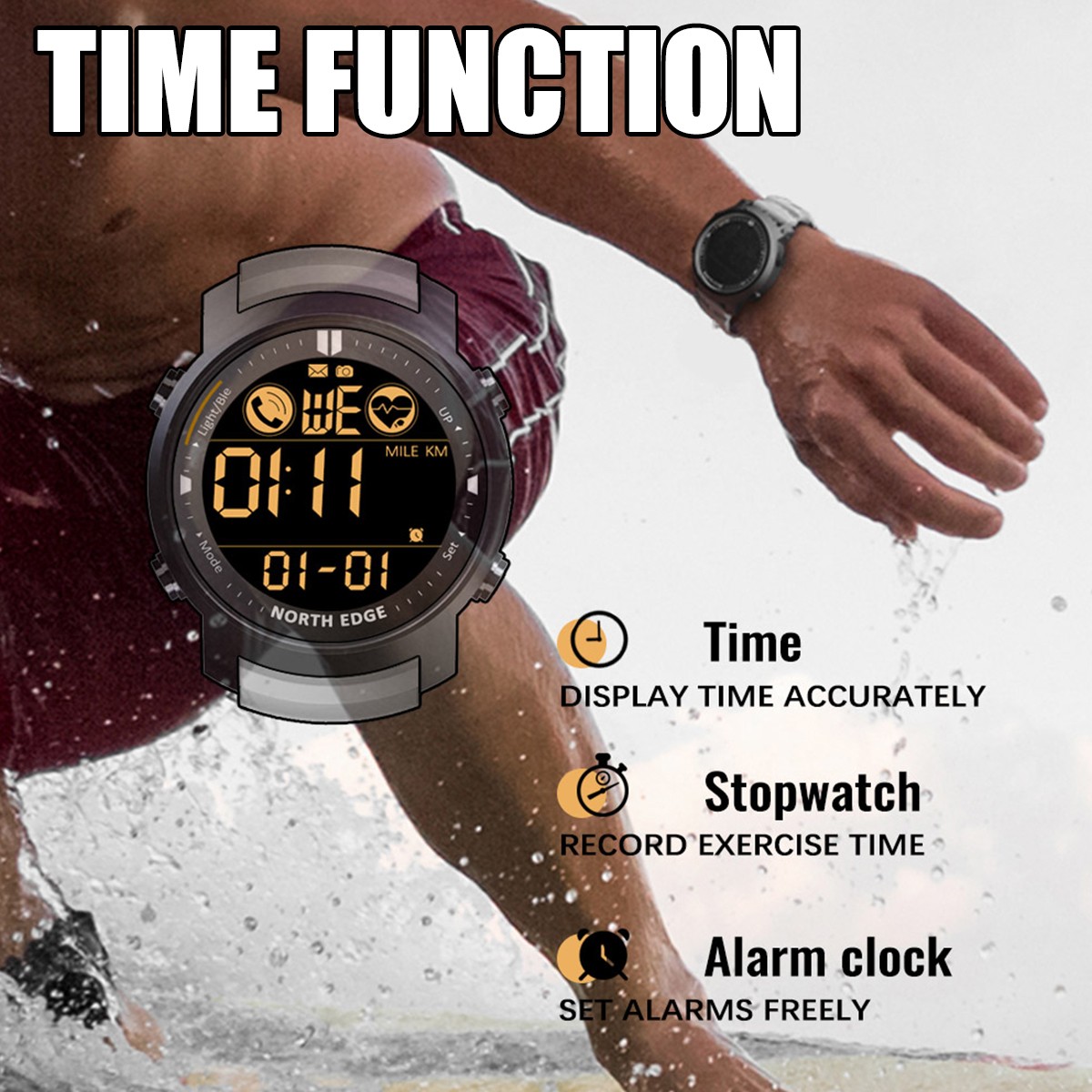 Men Sport Tactical Smart Watch Waterproof Outdoor WristWatchFor iPhone Samsung