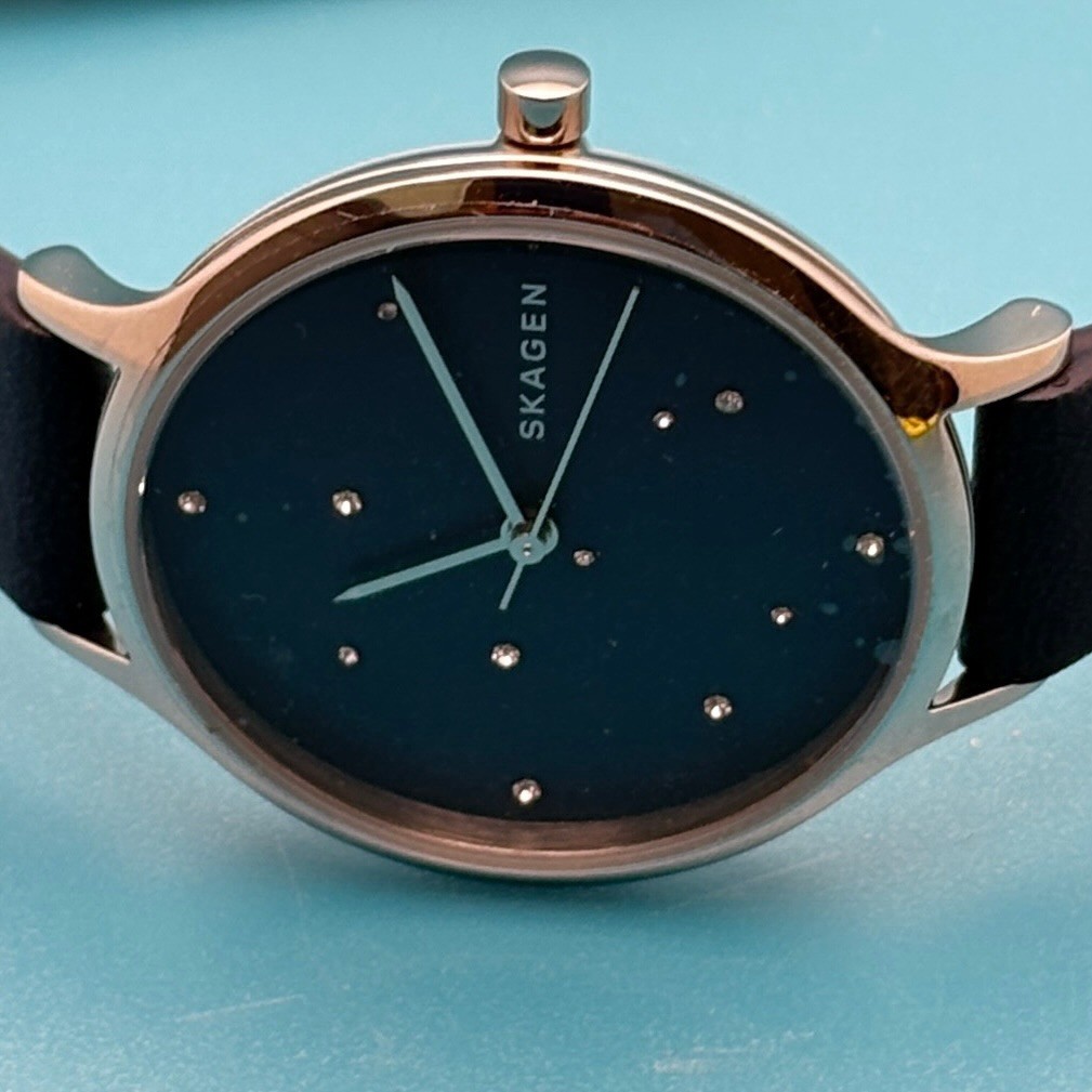 Skagen Anita SKW2762 Women’s Watch Blue Leather Strap Quartz New With Tags