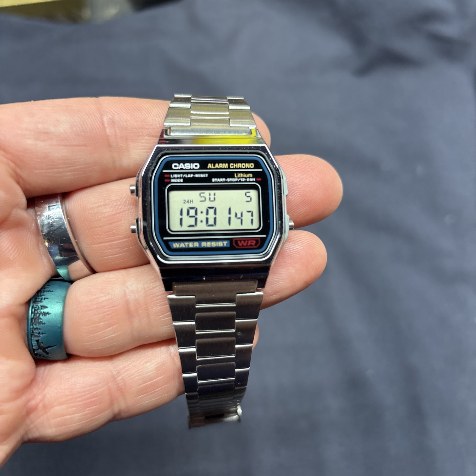 Casio A158W Digital Quartz Watch Stainless Steel Bracelet Alarm Chrono WR