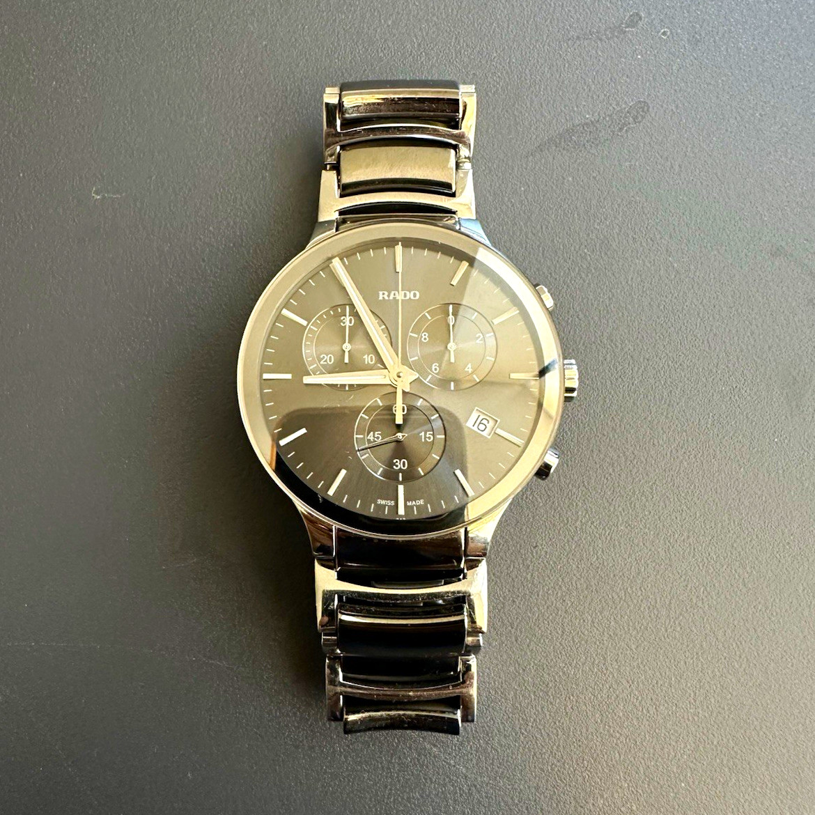 Rado Centrix Quartz Chronograph Date Gray Dial 41mm SS/Ceramic Bracelet