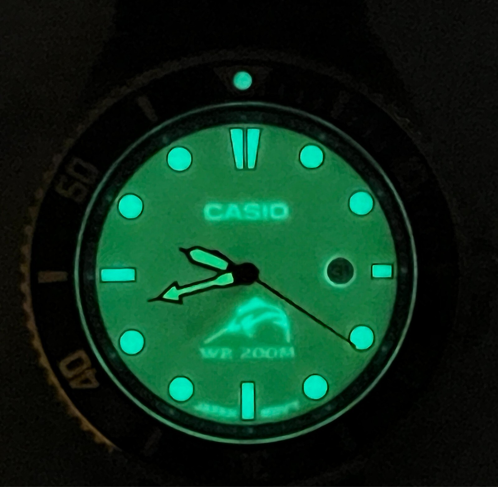 Watch Casio Duro MDV-106G- MOD Yellow Dial Luminous Green 200 Meter WR Date