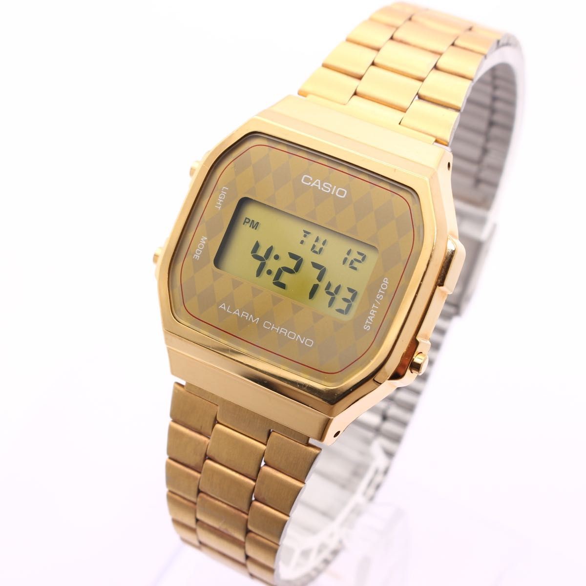 CASIO A168 Men’s Digital Watch Gold Argyle Pattern Retro Overseas Model Quartz C
