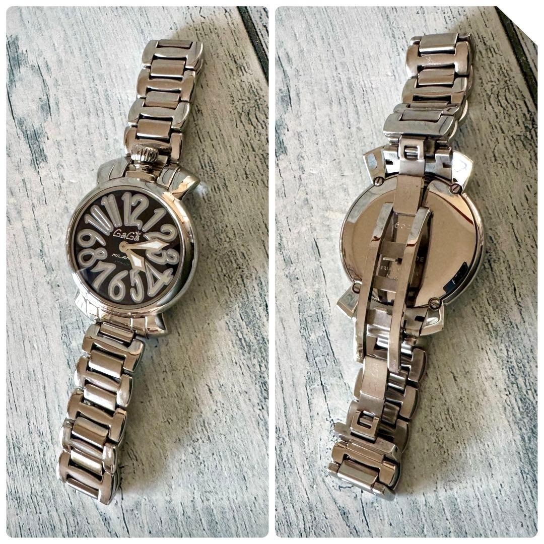 GAGA MILANO 35 Manuale Watch 6020 Black with silver accents Authentic Timepiece