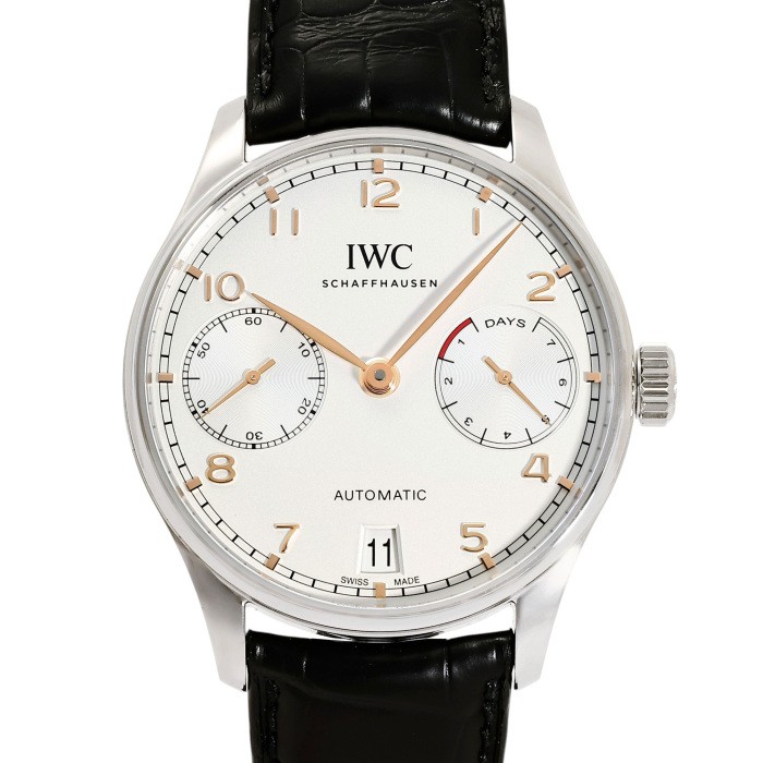 IWC Portugieser IW500704 Stainless Steel Leather 42.3mm Silver Dial #YKW488