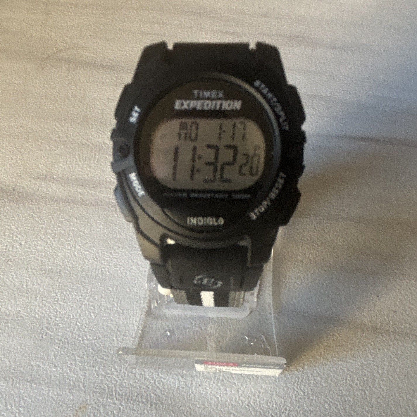 Timex Expedition Digital Quartz 100m Indiglo Black Resin Black/White Nylon