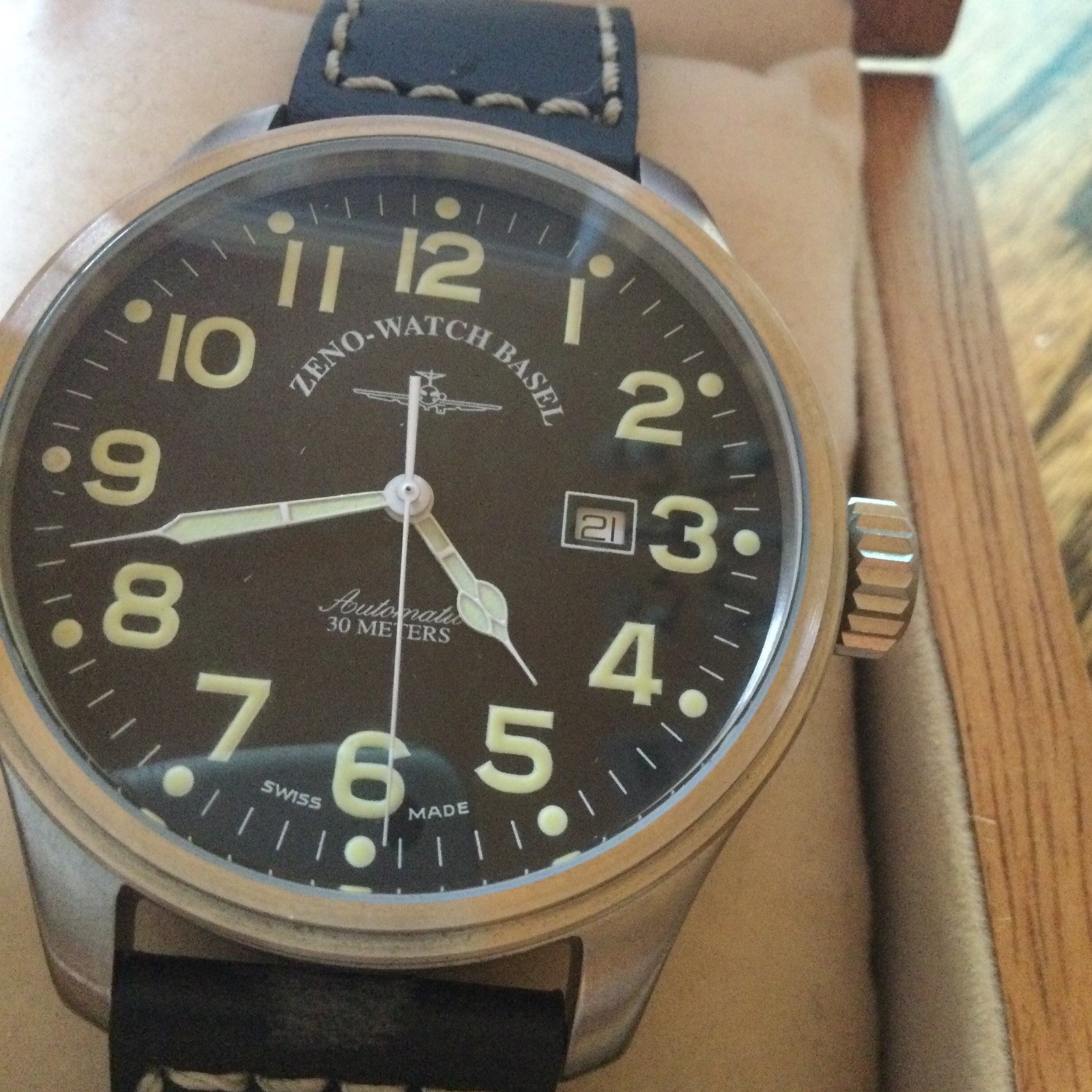 Zeno Watch Basel Automatic-OS-Pilot Night Vision 8554 Great Timepiece 47MM MINTY