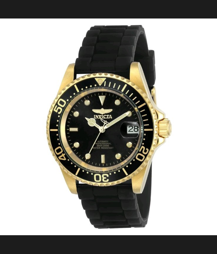 Invicta Pro Diver Automatic Men’s Watch Black Dial Gold Case Date
