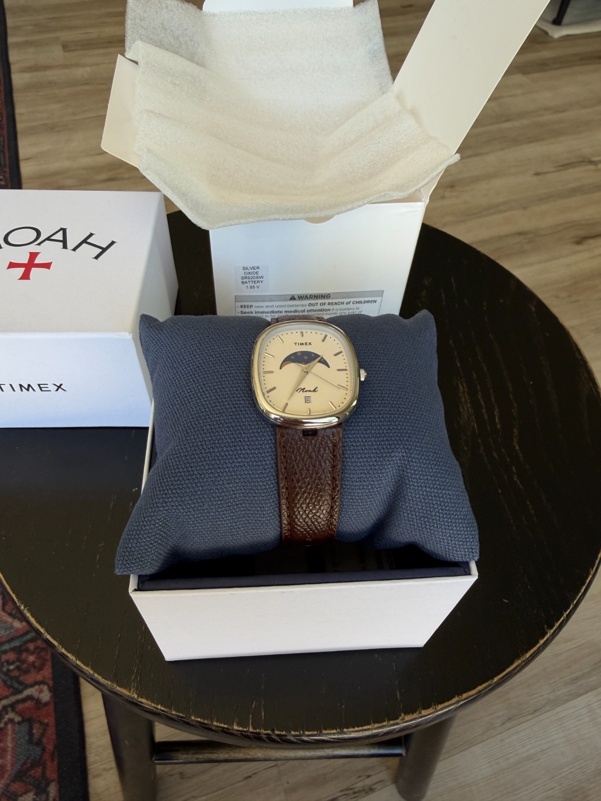 Noah x Timex Moon Phase Watch Silver Stainless Steel Brown Leather Brand New✅✨