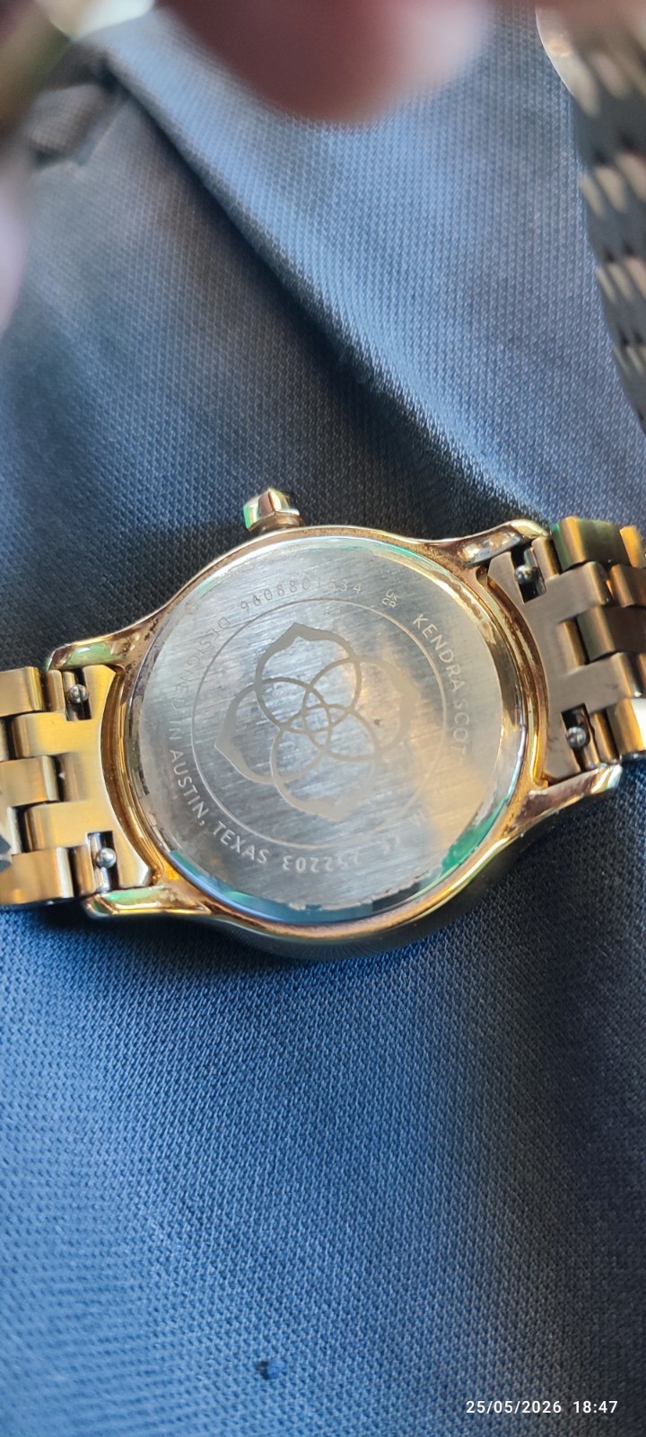 KENDRA SCOTT Women’s Gold Mother of Pearl Dial and Rhinestone Elegant Luxury Watch