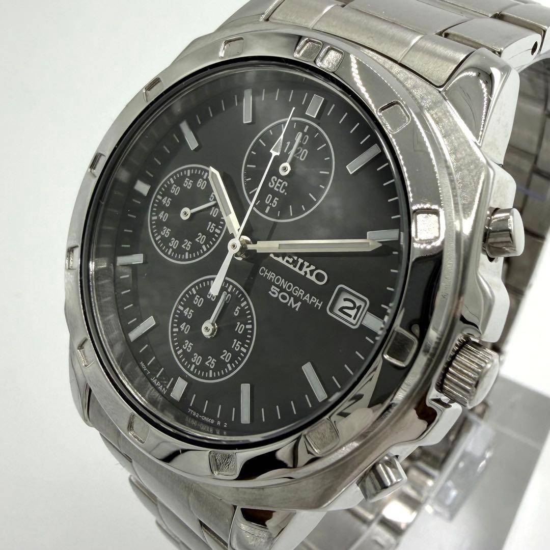 SEIKO 7T92-0CA0 Black Dial Men’s Chronograph Watch