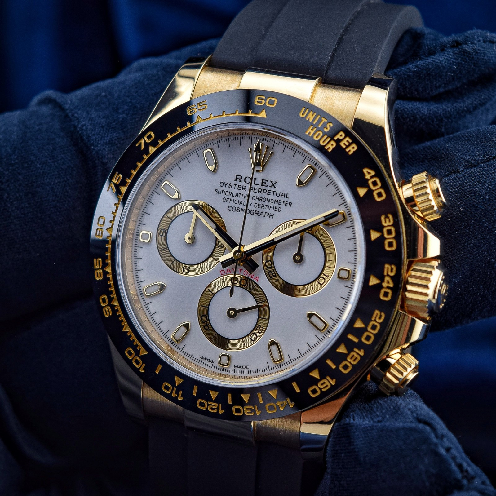 Rolex Daytona Yellow Gold 116518LN Cosmograph White Dial Gold Subdials B&P Watch