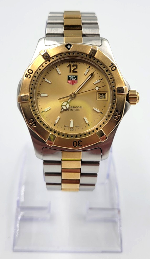 Tag Heuer Men’s Watch WK1121-0 Swiss Quartz Gold Dial Two Tone Professional 200