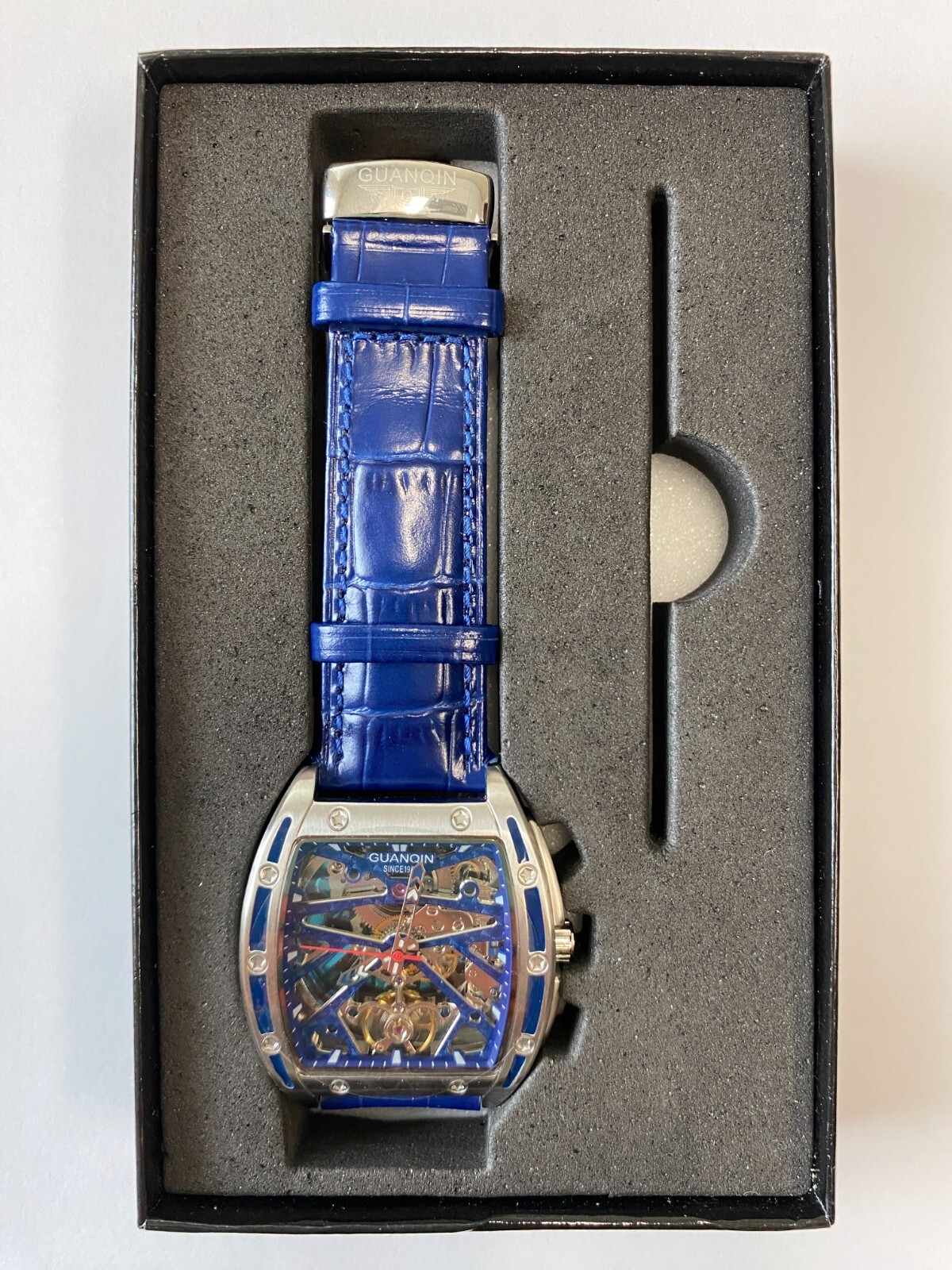 GUANQIN GJ16147 Skeleton Automatic Mechanical Watch (Blue)