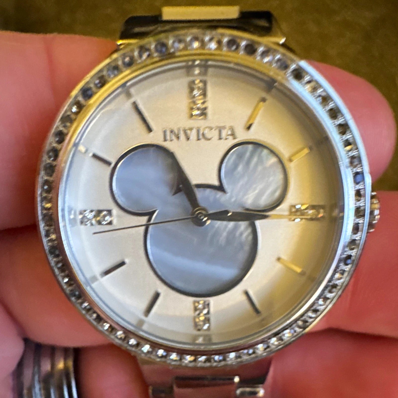 Invicta Disney Women’s Quartz Analog Watch, Silver SS Bracelet, 100m