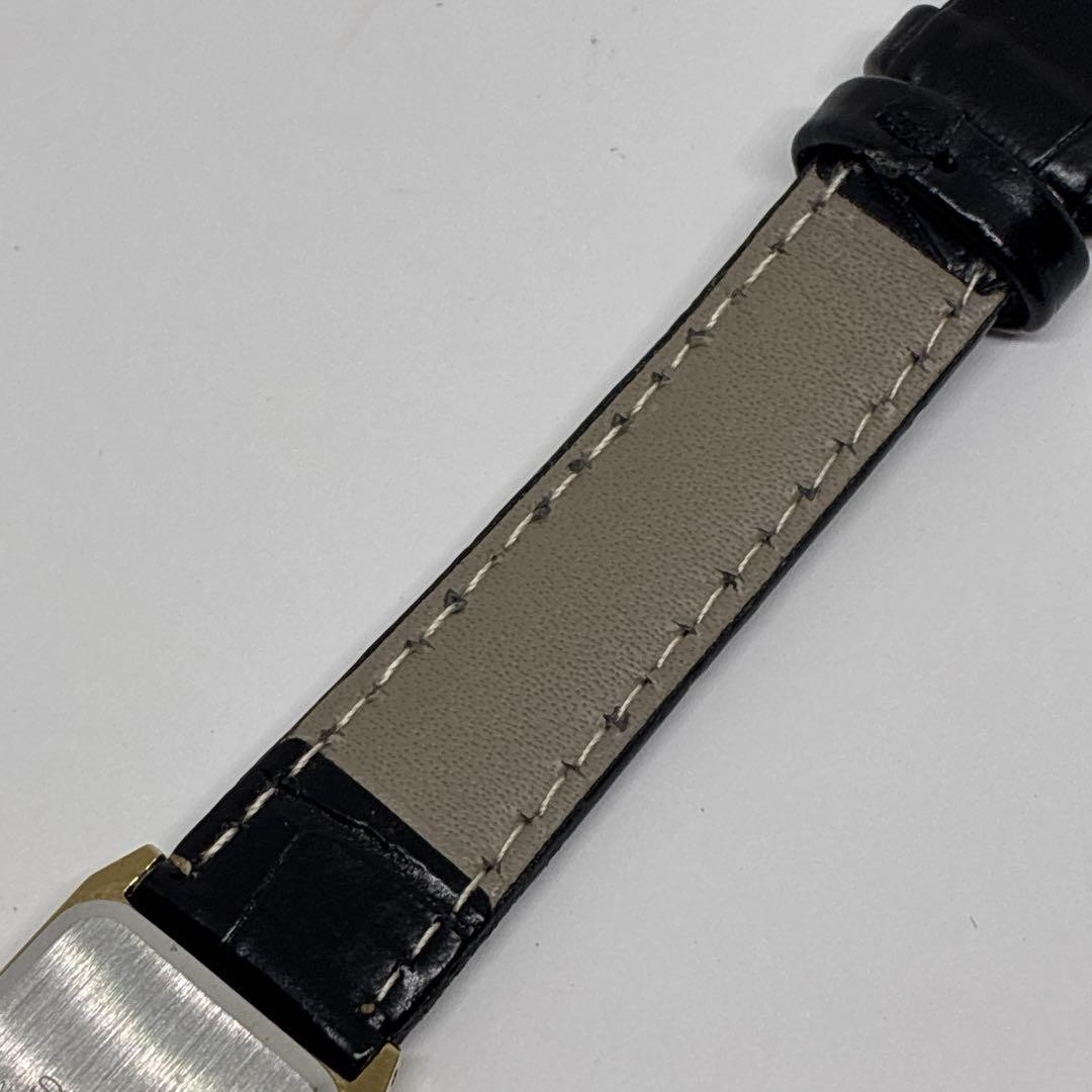 Seiko 7321-5650 Ladies Tank Quartz Watch 1985 Gold Case Black Leather 18.2mm