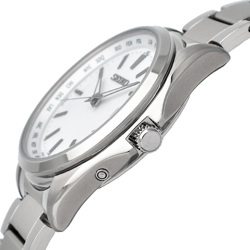 SEIKO SELECTION SBTM287 Titanium Sapphire Crystal Radio Solar Watch White Dial