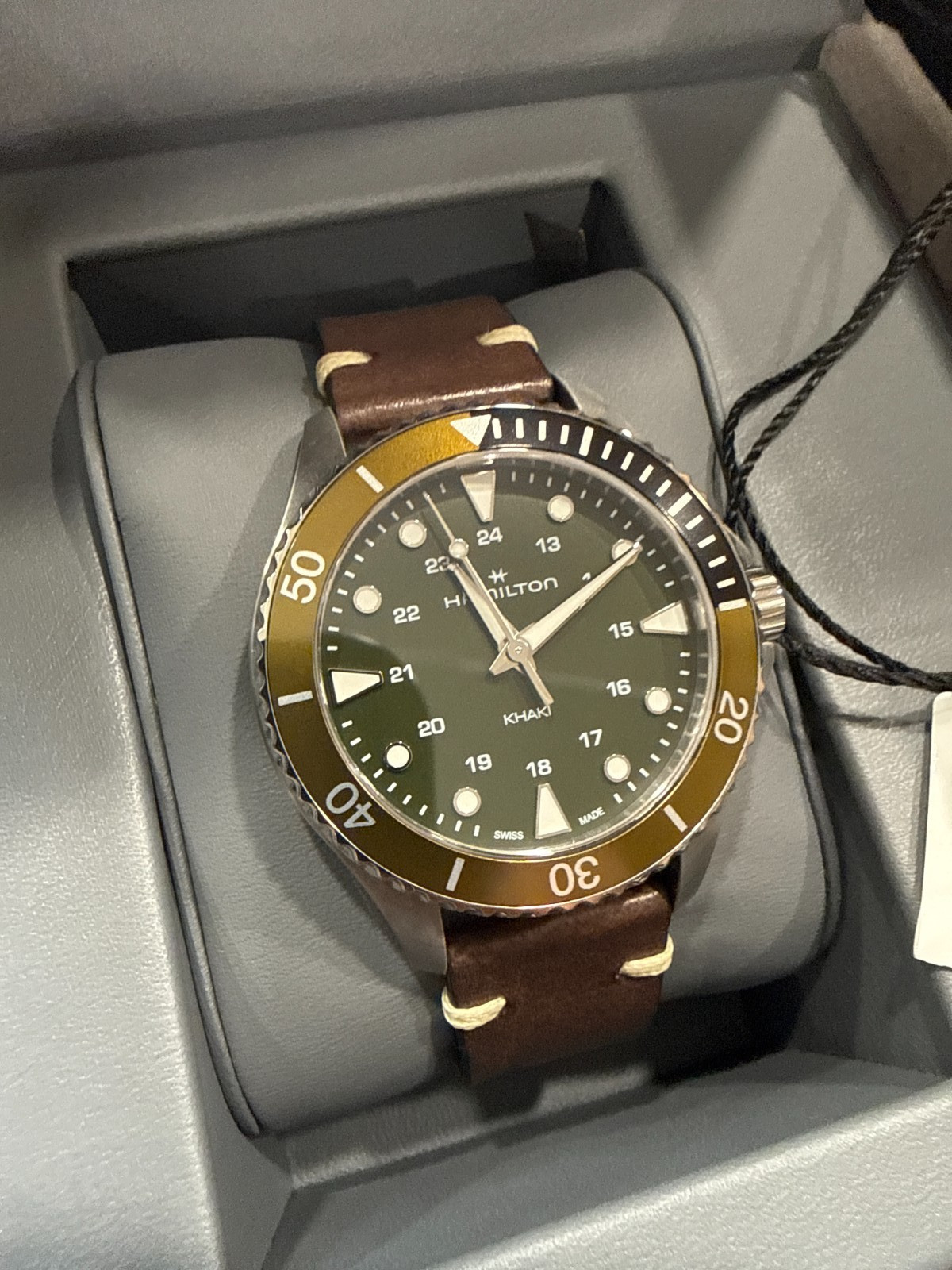 Hamilton Khaki Navy Scuba Green Dial Watch H82241961 EXTRA STRAP / WARRANTY