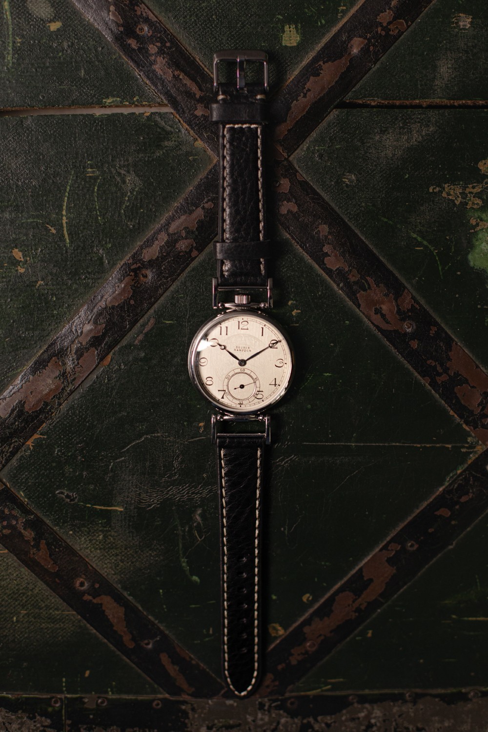 MENS WRIST WATCH USA VINTAGE HAMPDEN 12 SIZE MOVEMENT MARRIAGE WATCH CUSTOM MADE