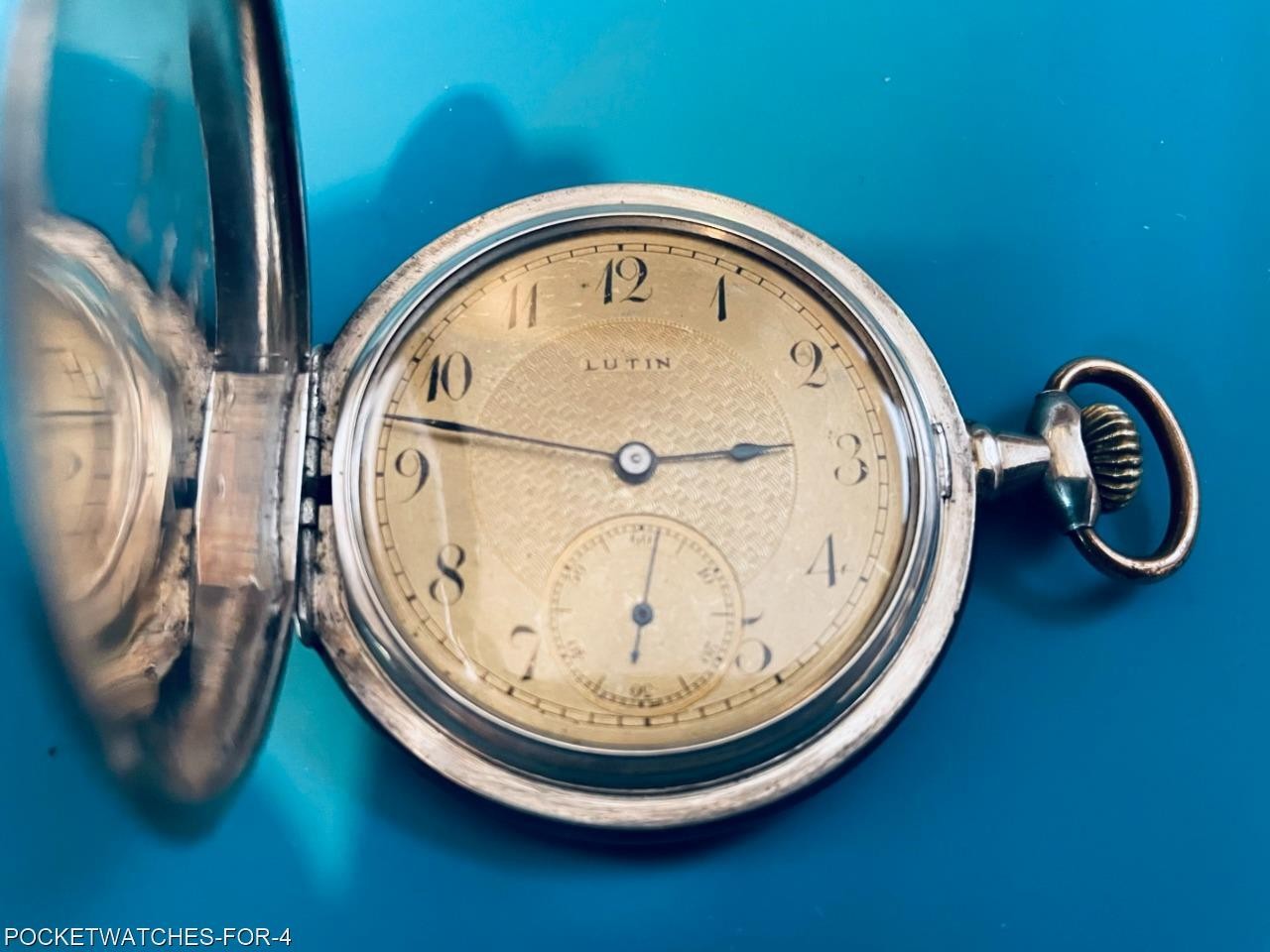 1910 POCKET WATCH 15 JEWELS SILVER NIELLO HUNTER CASE ART NOUVEAU SERVICED