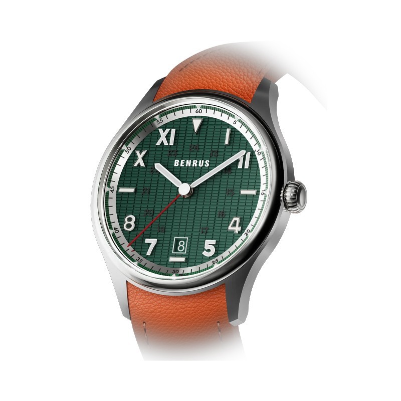 Benrus GT 39.5mm Dark Green California Dial Men’s Watch 3061-SS-G-039-02
