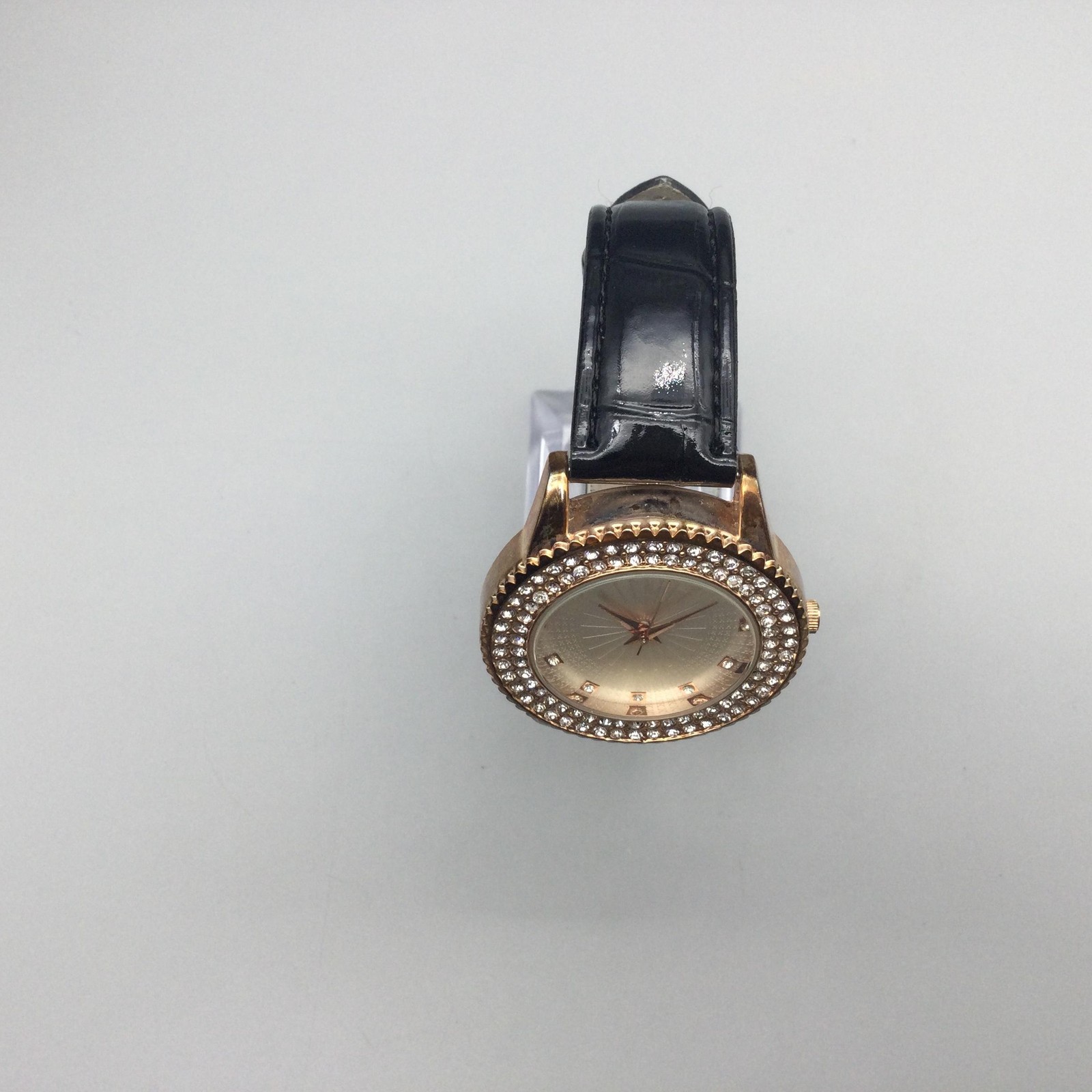 Stauer Watch Womens 38mm Crystal Bezel Rose Gold Tone Leather Band New Battery