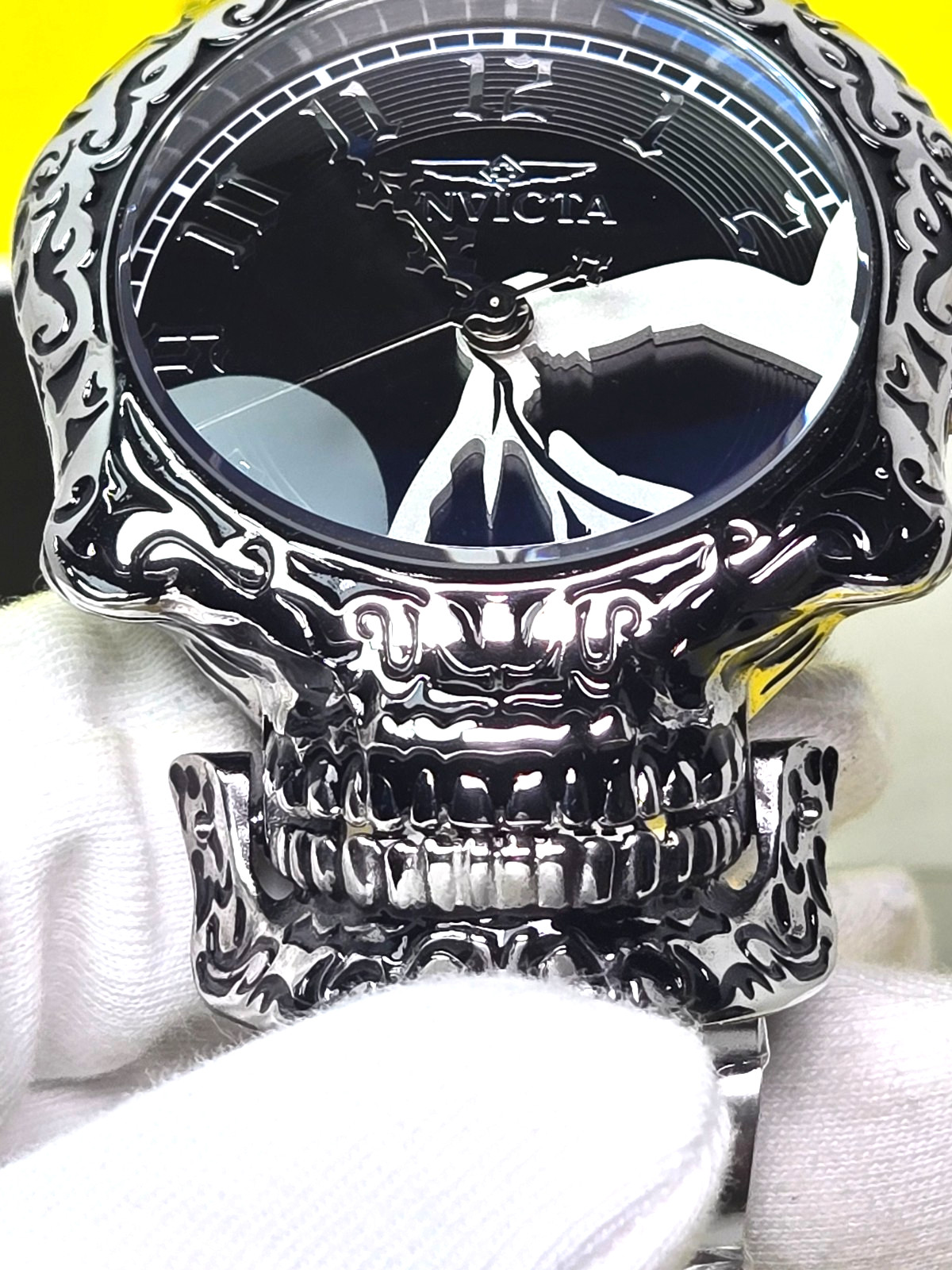 Invicta Artist Skull Automatic Mens Watch 50.5mm Skeletonized Steel & Black NEW