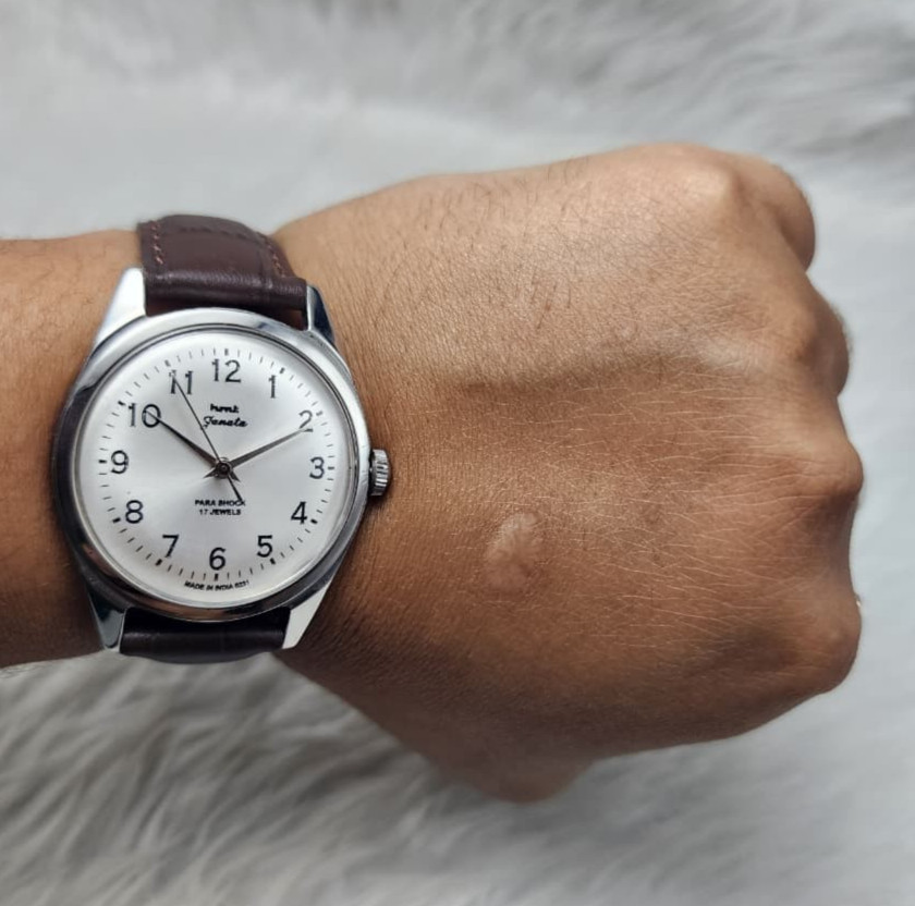HMT Janata White Dial Para Shock 17 Jewels Handwinding For Men’s Wrist Watch