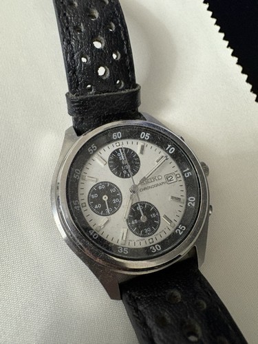 Seiko Panda Black/White Colored Chronograph Neo Vintage Wrist Watch