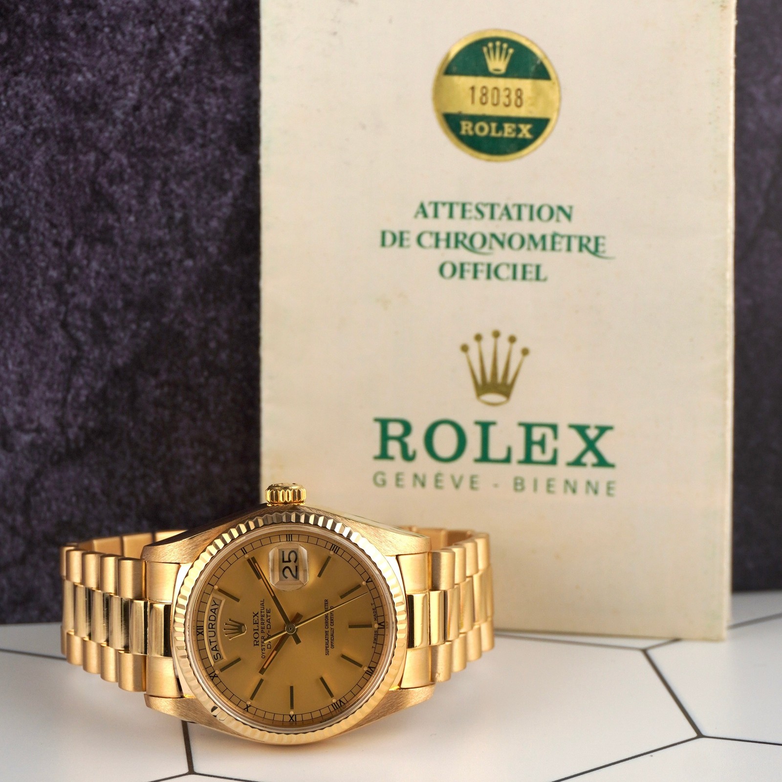 Rolex DAY-DATE 36mm 18K Yellow Gold President Men’s Watch Ref 18038