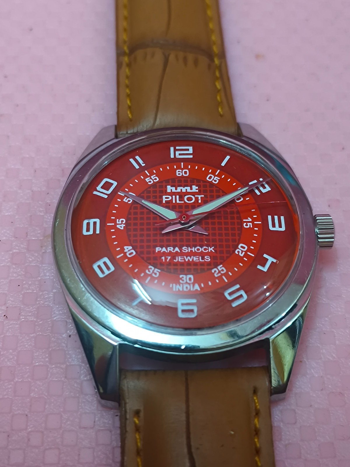 Vintage HMT Pilot Red 17 Jewels Mechanical Hand Winding Men’s Wrist Watch