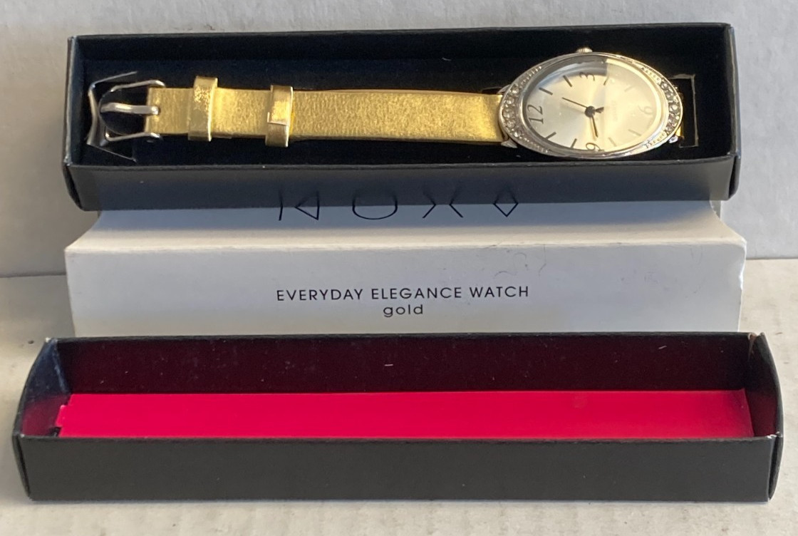 2011 AVON EVERYDAY ELEGANCE WATCH-GOLD/SILVER/RHINESTONES-NEW IN BOX