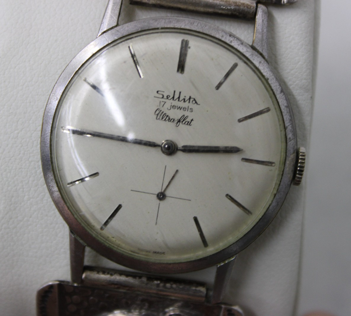 Vtg R. Nieto Zuni Sterling Turquoise Snakes Sellita 17 Jewel Mechanical Watch
