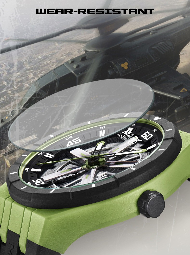 MARK FAIRWHALE Men’s Silicone Rotatable Helicopter Propeller Dial Quartz Watch