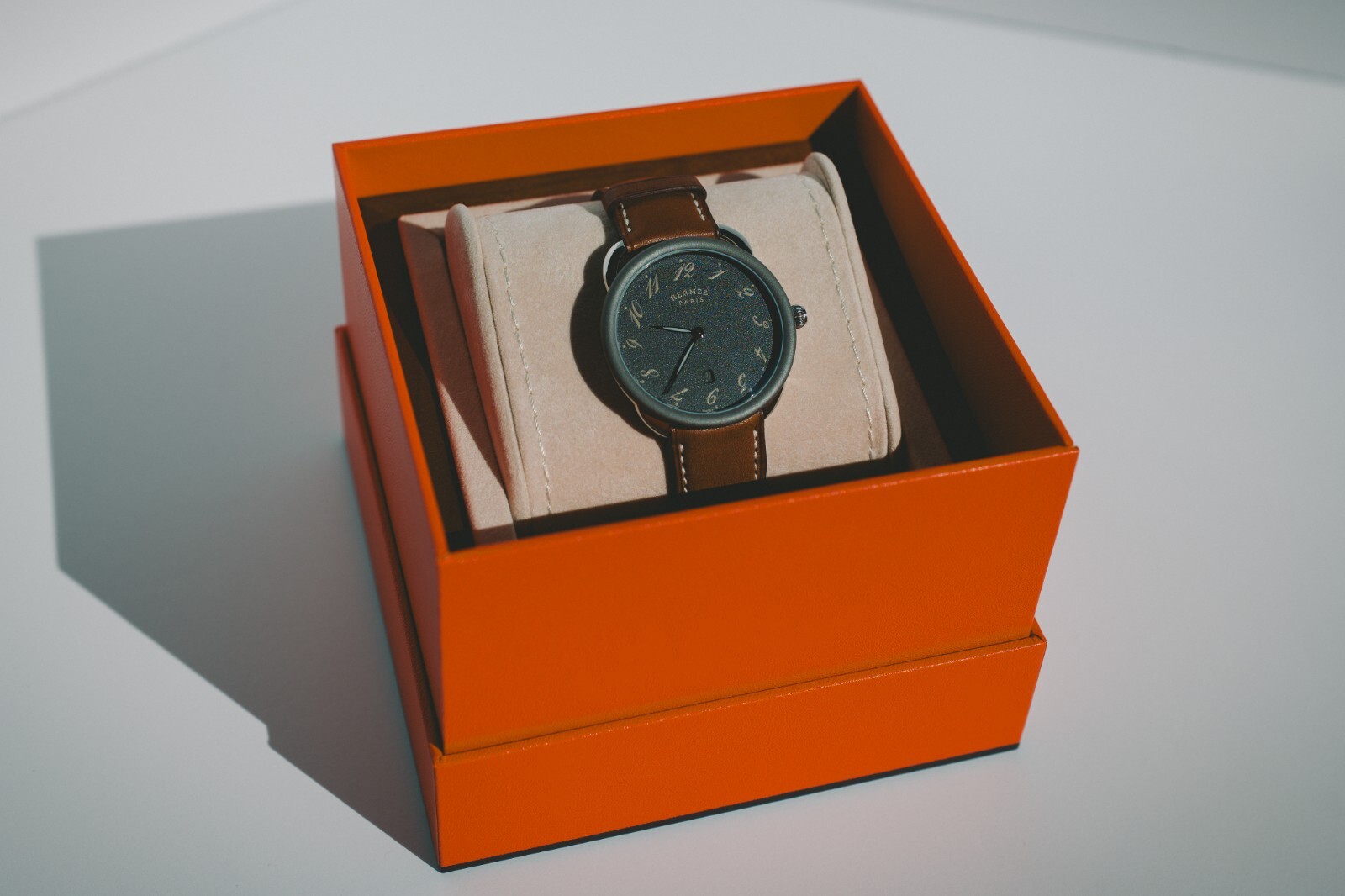 Hermes Arceau 78 Watch 40 mm Gray Dial Barenia Strap
